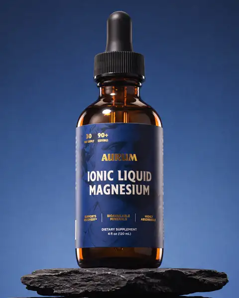 AURUM Ionic Liquid Magnesium dropper bottle on slate