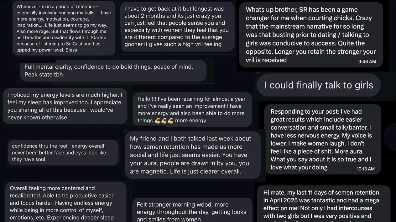 Messages from men practising semen retention